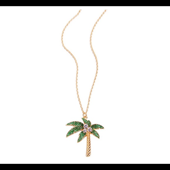 Palm Tree Crystal Necklace - Picture 3 of 6